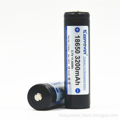 KeepPower P1832J li-ion 18650 3.7v 3200mah battery with protection